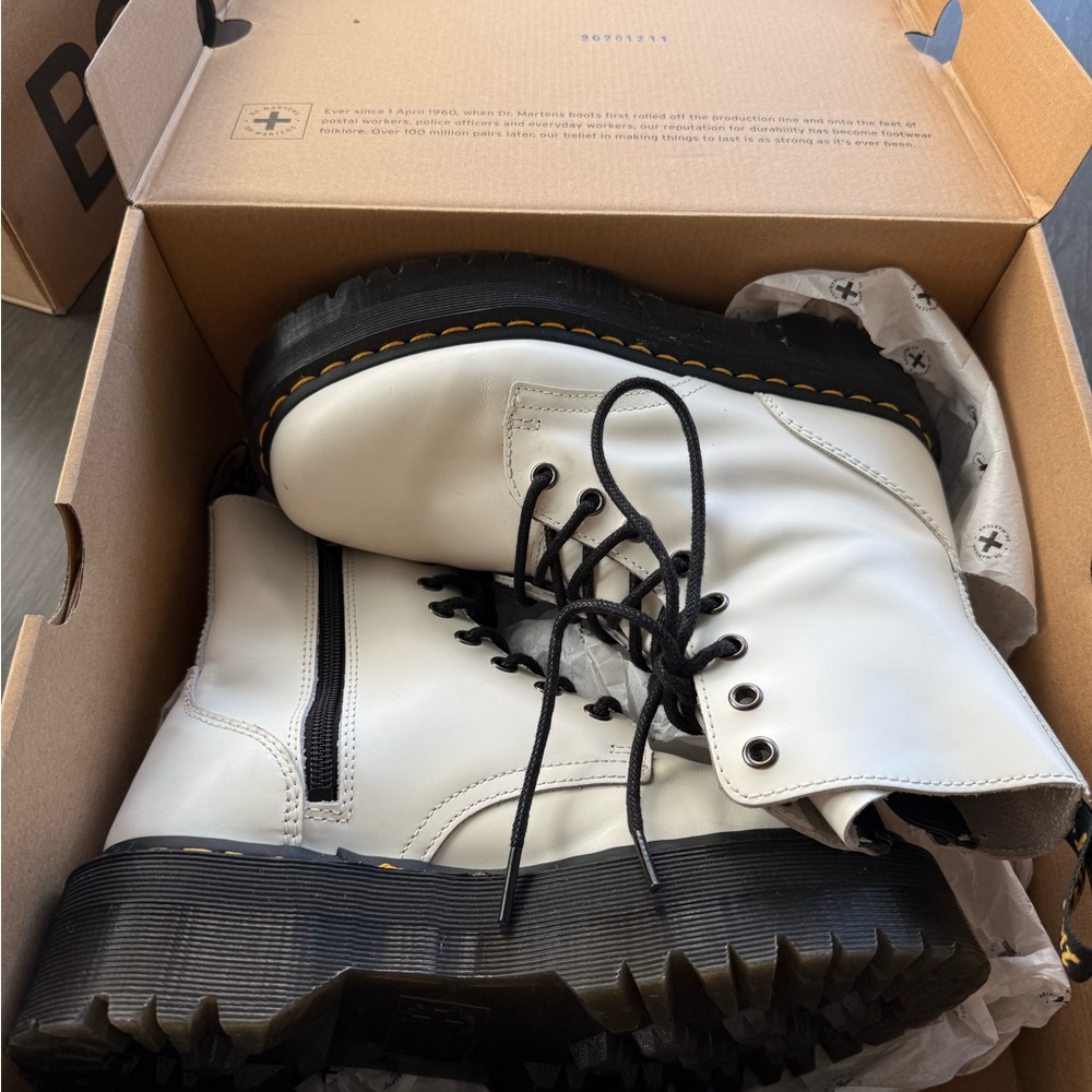 White Leather Combat Boots